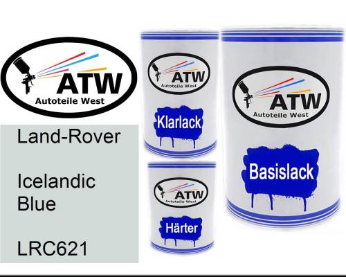 Land-Rover, Icelandic Blue, LRC621: 500ml Lackdose + 500ml Klarlack + 250ml Härter - Set, von ATW Autoteile West.